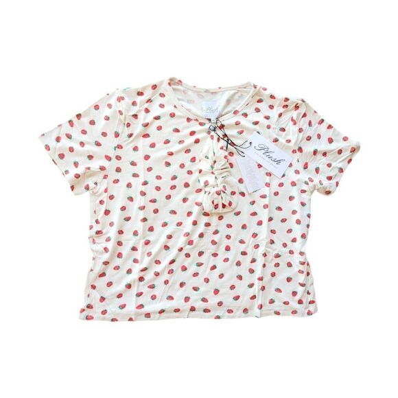 REVOLVE Strawberry Print Cozy PLUSH Thermal Pajama Set sz S NWT - Picture 11 of 15